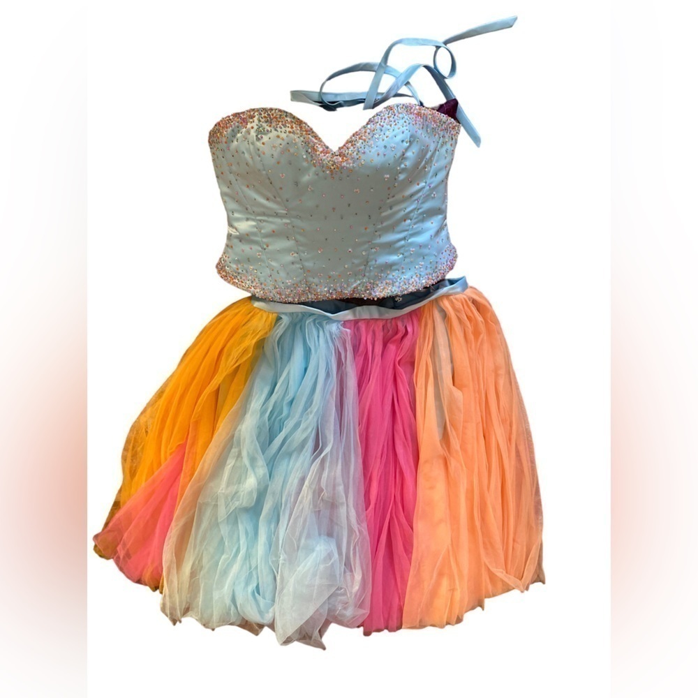 Tiffany Designs Breaded rainbow Mermaid Dress Size 30 in Great Used condition